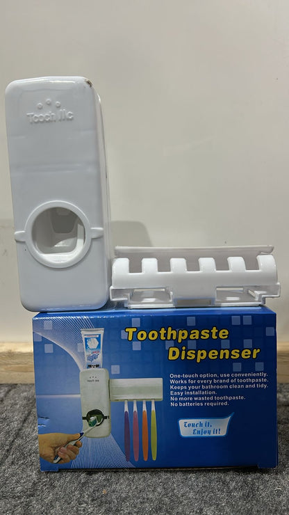 Automatic Toothpaste Dispenser With Toothbrush Holder Easy Use Bathroom Accessory