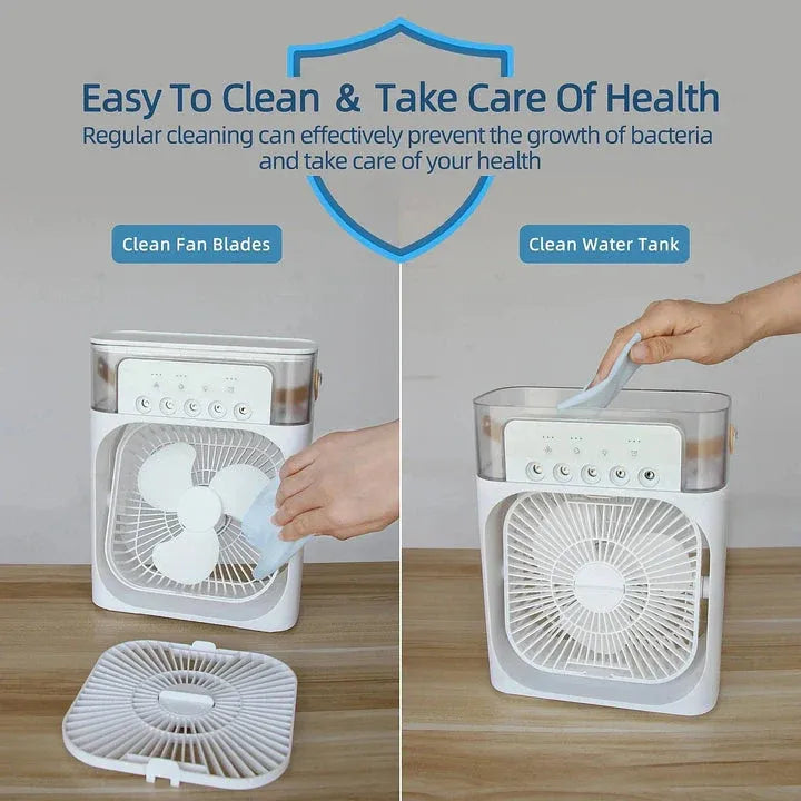 Next Nova Imported 10" Portable Air Cooler Fan – 3-in-1 Mini AC Desktop Humidifier 7-Color LED