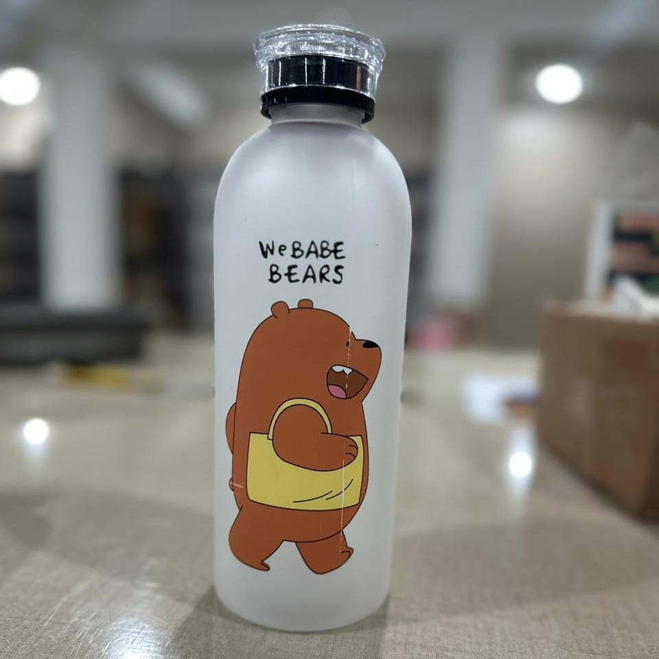 We Bare Bears Panda Water Bottle 1000ml - Cute Cartoon Design Durable Hydration Bottle For School, Gym, Travel, And Outdoor Activities