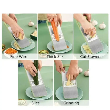 Multifunctional Vegetable Cutter & Slicer Set – Stainless Steel Mandoline Slicer with 5 Interchangeable Blades
