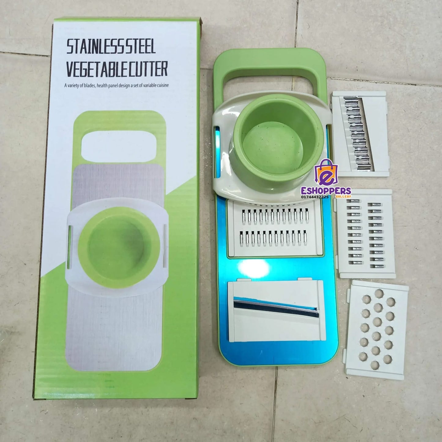 Multifunctional Vegetable Cutter & Slicer Set – Stainless Steel Mandoline Slicer with 5 Interchangeable Blades