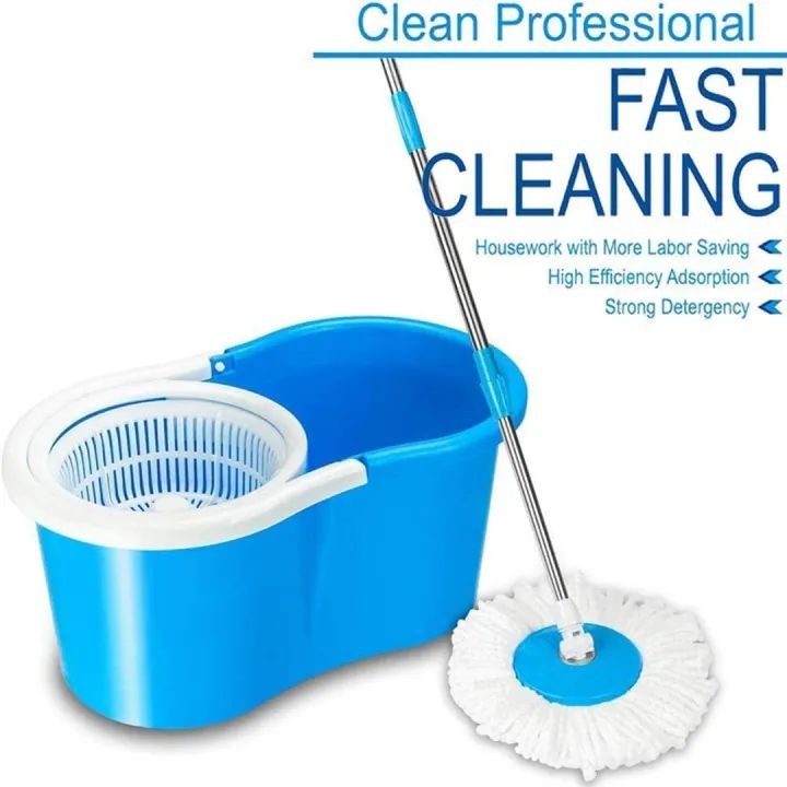 360° Rotating Spin Mop with Bucket - 2 Microfiber Cloth Refill Included (Extendable and Retractable)