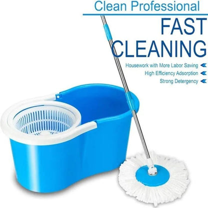 360° Rotating Spin Mop with Bucket - 2 Microfiber Cloth Refill Included (Extendable and Retractable)