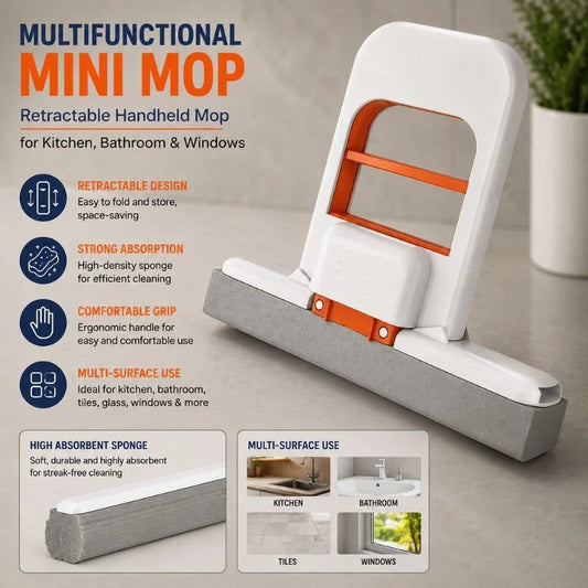 5-in-1 Ultimate Kitchen Cleaning & Sink Organizer Bundle – Faucet Extender, Soap Dispensing Scrubber, Faucet Caddy Rack, Splash Guard with suction cups & Mini Hand Squeeze Mop