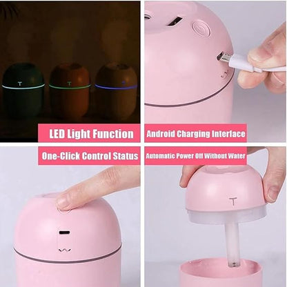 Mini Cute Air Humidifier With RGB Light | Mute Humidifier For Room & Office | 220ML Water Capacity