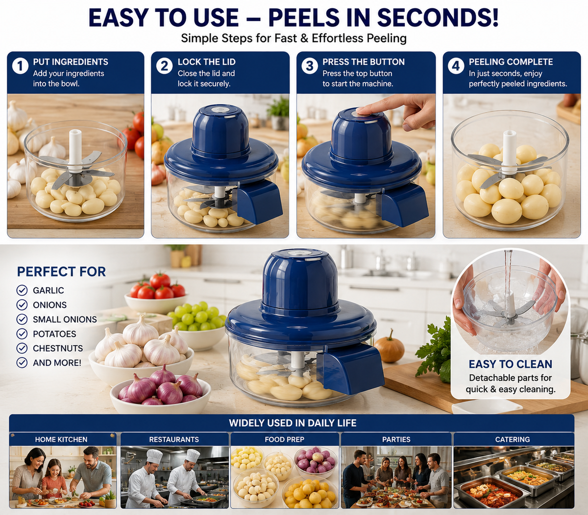 Electric Grape Peeler Machine (Rechargeable Garlic Peeler Skin Remover) Effortless Peeling for Garlic, Grape, Veggie – Time-Saving Tool for Home & Commercial Kitchens