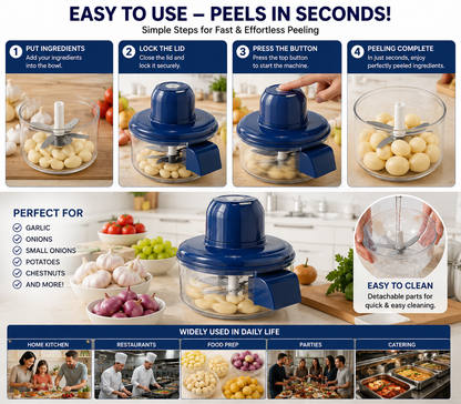 Electric Grape Peeler Machine (Rechargeable Garlic Peeler Skin Remover) Effortless Peeling for Garlic, Grape, Veggie – Time-Saving Tool for Home & Commercial Kitchens