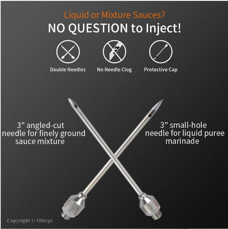 Meat Injector Syringe - for BBQ Grill Premium Portable Turkey Injector kit for Smoker Marinades Injectors for Meats