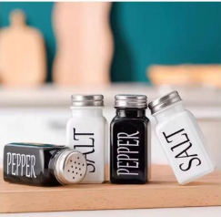 Ceramic Salt Pepper Shaker Condiment Storage Seasoning Dispenser for Home Kitchen Restaurant