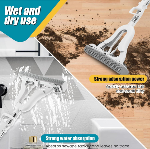 Squeeze mop long handle Adjustable Squeeze Water Floor Cleaning Magic Sponge Mop